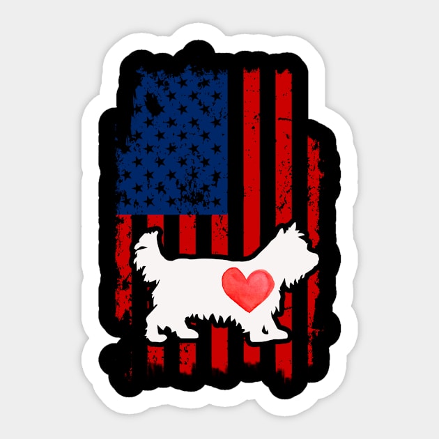 Yorkie Merica Usa American Flag Sticker by DollochanAndrewss